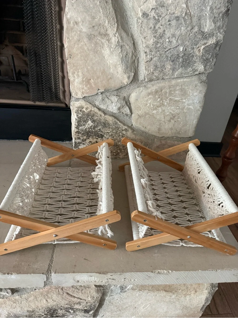 TWO for 1 Macrame Magazine/Book Rack Organizer - Cream